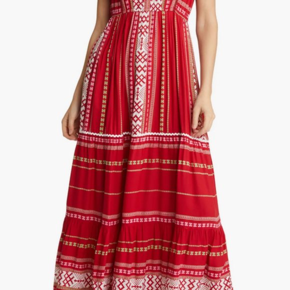 Area Stars Hudson Spring Summer Dress Red White Long Maxi dress, Sleeveless boho - Picture 8 of 8